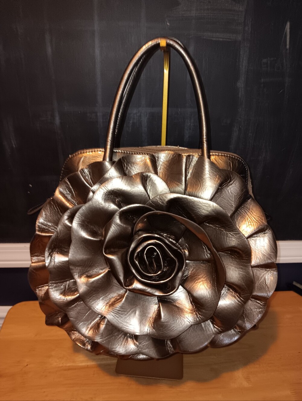 Big Buddha Metallic Bronze Flower Tote